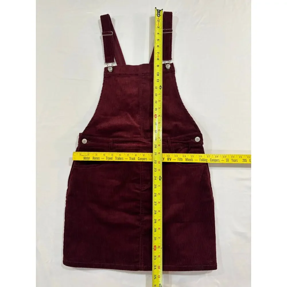 Love Tree Girls Burgundy Corduroy Overall Mini Dress Size XL